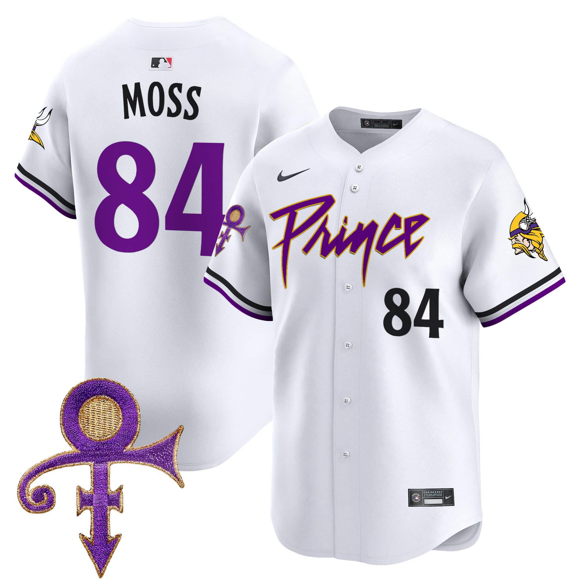 Men Minnesota Vikings 84 Moss White 2024 Nike Prince Patch Vapor Premier Limited NFL Jersey